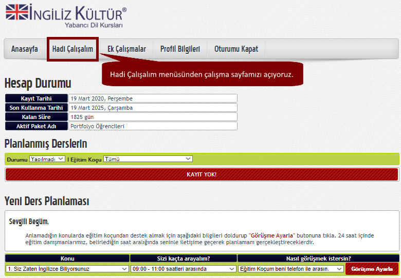 Yetişkinler için online sistemlerimiz